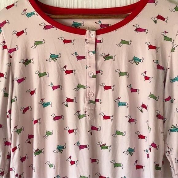 Kate Spade · Medium · Dachshund Print Pajama Top · Pink · Red Trim · Soft Knit - Picture 4 of 7